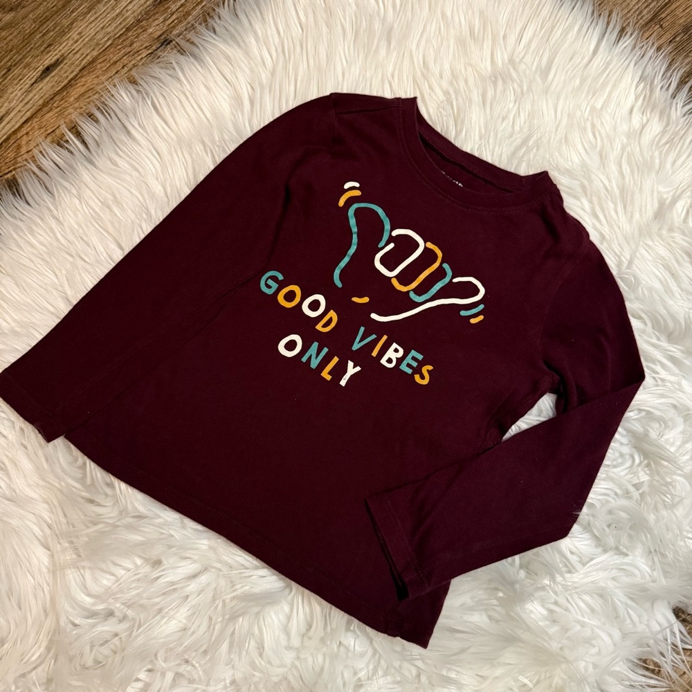 Old Navy Toddler‎ Unisex Graphic Long Sleeve Tee Size 4T Good Vibes